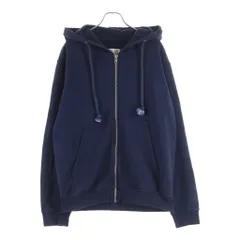 Maison Martin Margiela (メゾンマルタンマルジェラ) 20AW レザーエルボーパッチ ジップアップパーカー S50HG0034 S25443 フーディ ネイビーのサムネイル