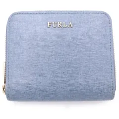 FURLA (フルラ) レザー ラウンドファスナー財布 コの字ファスナー 二つ折り財布 コンパクトウォレット ブルーのサムネイル