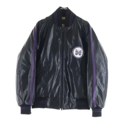 Needles (ニードルス) Award Jacket-Faux Leather HM078 アワード フロントパピヨン刺繍 フェイクレザージャケット ブルゾンジャケット ブラックのサムネイル