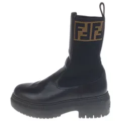 FENDI (フェンディ) Domino biker boots バイカー ロング チェルシーブーツ ズッカ柄 ブラック/ブラウン 8T8457のサムネイル