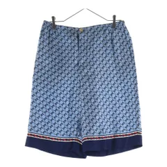 GUCCI (グッチ) ZAMZY ロゴ ショートパンツ ブルー系 総柄 シルク #48 672698のサムネイル