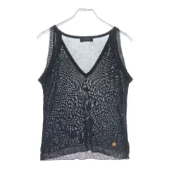 VERSACE (ヴェルサーチ) CLASSIC V2 ノースリーブトップス ベスト ラメ Vネック ブラック レディースのサムネイル