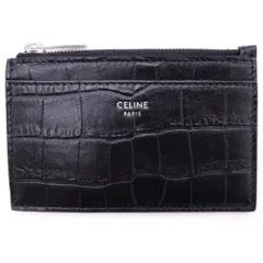 CELINE (セリーヌ) ZIPPED CARD HOLDER 10F993CUV.38SI ジップ付きカードホルダー クロコダイル型押し カードケース 財布 ブラックのサムネイル