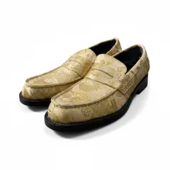 f24 COMME des GARCONS ローファー シューズ 和柄 着物 23 1/2サイズ ゴールド メンズ 男性用o07tのサムネイル