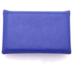 美品 HERMES カルヴィ デュオ ネイビー エプソン W刻印コインポケット