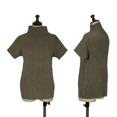ヒロコビスHIROKO BIS プリーツハイネックTシャツ カーキ9のサムネイル