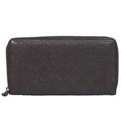 Authentic Gucci Guccissima Leather Round Zip Long Wallet, Brown, 244994, Wallet, Used.