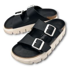 BIRKENSTOCK ビルケンシュトック Papillio パピリオ Arizona CHUNKY アリゾナチャンキー サンダル レザー ユニセックス 黒 ブラック 24.5cm レディース 夏 ゴーゴー古着久喜倉庫店 26 No.北2563