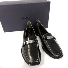 美品/箱付き】PRADA プラダ 厚底 レザー ローファー ブラック 36