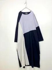 antiqua アンティカ ロング丈 綿麻 切替え ワンピース 紺 ■◆ レディースのサムネイル