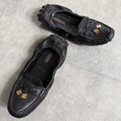美品 LOUIS VUITTON ルイヴィトン フラットシューズパンプス バレエシューズ LV金具 レザー 黒 ゴールド金具 36 レディースシューズ 23cmのサムネイル