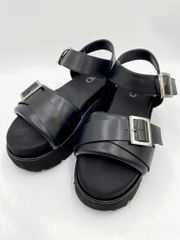 Chico Simple Platform Cross-Strap Sandals, Size Unknown/Black, Women's