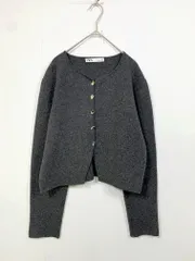 ZARA ザラ ニット ロングスリーブ シンプル 無地 クロップド丈 カーディガン sizeL/グレー ■◇ レディース