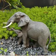 フィギュア ゾウの親子 26.5cm 像 ミニチュア 動物 アニマル オブジェ オーナメント かわいい 樹脂像 インテリア リアル 置物 おもしろい レジン おしゃれ 雑貨 t10958