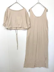 新品 Heather ヘザー シンプル ショート丈Ｔシャツ＆ワンピースセット sizeF/ベージュ ■◆ レディースのサムネイル