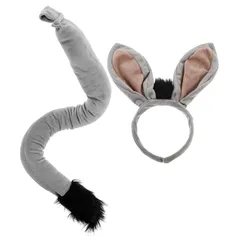【新品】 [EXCEART] ロバ耳 カチューシャ しっぽ 2点セット お遊戯会 動物 コスプレ 仮装 ロバの耳 ヘアバンド アニマル ハロウィン 着用簡単 1
