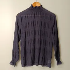 ボンルシール BONLECILL シャーリングシフォンハイネックブラウス ネイビー／紺のサムネイル