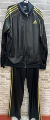 A【A5-43】◇adidas サイズ2XO ジャージ上下セット　ブラック　ゴールド