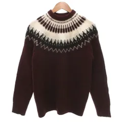 エムケーミッシェルクランオム MK MICHEL KLEIN HOMME タグ付き ニット セーター 48 ノルディック柄 モックネック ラグランスリーブ ボルドー 白 ホワイト 黒 ブラック /KB ■ECG006のサムネイル