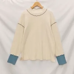 palmRICHE ポームリシュ バイカラーテレコTOPS アイボリー M ○□☆のサムネイル