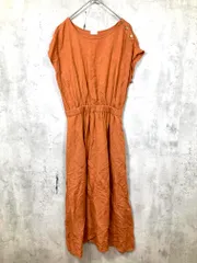 NOLLEY'S ノーリーズ ウエストゴム 麻レーヨンスラブ肩ボタン ワンピース size38/茶 ■◆ レディースのサムネイル