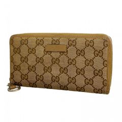 GUCCI グッチ GG キャンバス ラウンドファスナー 長財布 ブラウン