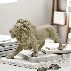 フィギュア 剥製のようなライオン 22.4cm グレー ミニチュア 動物 アニマル オブジェ オーナメント かわいい 樹脂像 インテリア リアル 置物 おもしろい レジン おしゃれ 雑貨 t10967のサムネイル