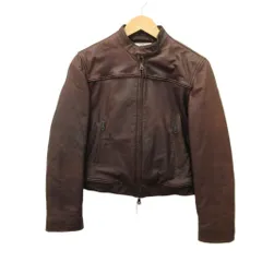 アルマーニ ジーンズ ARMANI JEANS  ライダースジャケット レザー 本革 38 茶 ブラウン 無地 長袖 スタンドカラー /SH ■GY62のサムネイル
