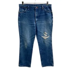 メキシコ製 Wrangler デニムパンツ W38 ブルー ラングラー ジップアップ 革パッチ ビッグサイズ アメカジ デニム ジーンズ 2606-773