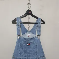0795) TOMMY JEANS トミー ジーンズ トミーヒルフィガー ライトブルー デニム オーバーオール サスペンダー付きズボン Mのサムネイル
