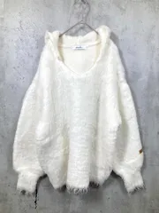 dazzlin ダズリン Vネック オーバーサイズ リップルカールニットフーディ プルオーバー sizeF/白 ◆■レディースのサムネイル