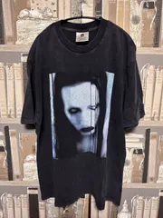 ◆Marilyn Manson◆ XL バンドT ｢THE LONG HARD ROAD OF HELL｣ 褪せ黒 ビッグシルエット 未使用新品 (MM マリリンマンソン 半袖 ヴィンテージブラック オーバーサイズ ロックTシャツのサムネイル