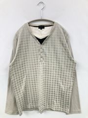 MALE & Co. Tシャツ/カットソー L グレー その他総柄 長袖 ミドル丈 ヘンリーネック メンズ