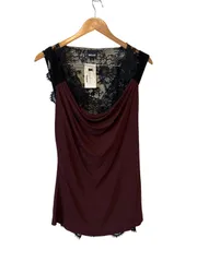  Justcavalli  ジャストカヴァリ　ノースリーブトップス　ドレープ　バックナイロンレース切替　レディース　ブラック　ブラウン　Sサイズ【MAN29】のサムネイル