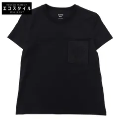 HERMES　エルメス　美品 コットン 胸デザイン Tシャツ トップス レディース ブラック 36 47-7703　36のサムネイル