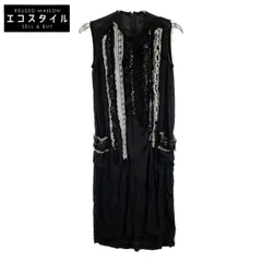 tricotCOMMEdesGARCONS　トリココムデギャルソン　AD2006 TR-O002 黒 エステルジョーゼット スパンコール装飾 ノースリーブワンピース　Sのサムネイル