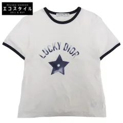 Christian Dior　クリスチャンディオール　LUCKY DIOR スタープリント リンガー Tシャツ コットン×リネン ホワイト M 253T40A4403　Mのサムネイル