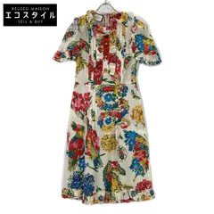 GUCCI　グッチ　453982 16年 アイボリー フラワープリントパールボタンシャツワンピース　38のサムネイル