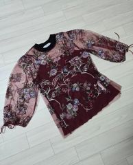 極美品　銀座マギー　チュニック　ブラウス　リバティ　花柄　草木　11号　大きい 極美品 銀座マギー チュニック ブラウス リバティ 花柄 草木 11号