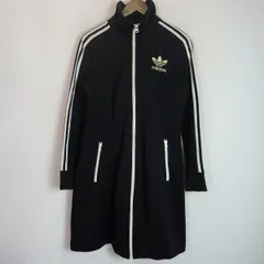adidas Originals アディダス オリジナルス トレフォイルロゴ 長袖 ジャージ トラック ジャケット ジップアップ ワンピース 黒 L 3905Q★4のサムネイル