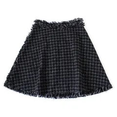 HR0619 MSGM エムエスジーエム ツイード フレア スカート ブラック×ライトブルー 黒 40 イタリア製のサムネイル