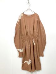 ZARA knee-length patterned puff-sleeve dress, size EUS/dusty pink, women's.