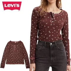 リーバイス LEVI'S ロンTTHE EVERYDAY HENLEY SLIM FIT小花柄 ヘンリーネック 長袖TシャツFLORAL DECADENT CHOCO フローラル チョコジーンズ デニム 501 550 560トップス ジェンダーフリーのサムネイル