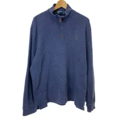 【中古】　POLO BY RALPH LAUREN　ジップアップスウェット　ハイネック　ハーフジップ　プルオーバー　ワンポイント　古着　/7073