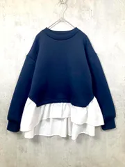 SHIPS Colors シップスカラーズ 222-05-0024 定価6600円 ダンボール フハクドッキング トップス プルオーバー 紺×白 ■■レディースのサムネイル