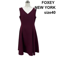 ◇ フォクシーニューヨーク FOXEY NEW YORK ワンピース ミモレ丈 ノースリーブ Vネック Aライン ストレッチ 40 M 9号 レディース S6H037のサムネイル