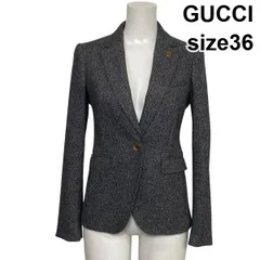 ●◆ グッチ GUCCI テーラードジャケット ブレザー 長袖 インターロッキングG GGロゴ グレー ウール アンゴラ 36 S 7号 レディース S6H062のサムネイル