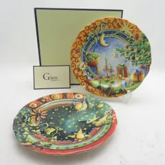 美品 Gien ジアン 1995/1996 イヤープレート 2枚 セット 飾り皿 クリスマス フランス SU14707E1のサムネイル