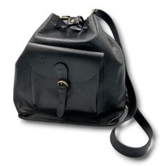 Comes with dust bag. IL BISONTE drawstring shoulder bag, leather, genuine leather, black, women's, year-round use. GOGO Vintage Marui Kitansenju Store, Item No. 24, No. 2572