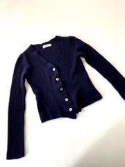 TOMORROWLAND Wool Rib Knit Cardigan Navy ◇■Women's